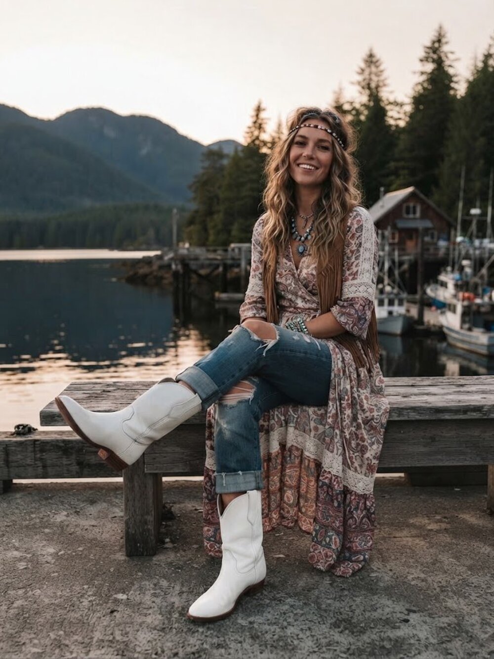 Women’s FRYE White Leather Western Cowboy Boots